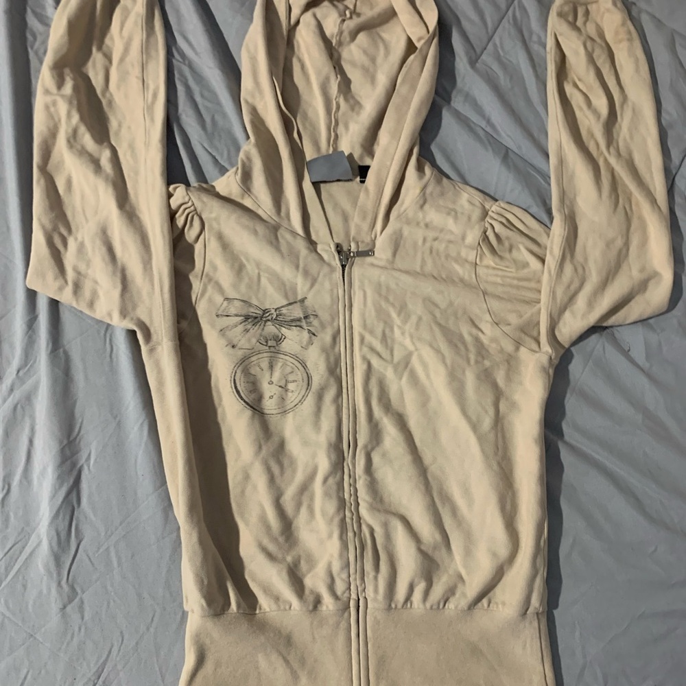 Women's Beige Zip-Up Hoodie